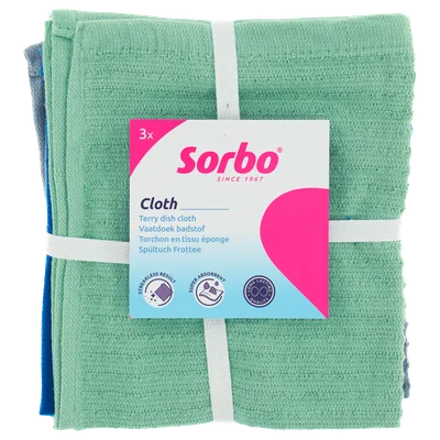 Sorbo Vaatdoek badstof 35x35cm Stuk 3 st