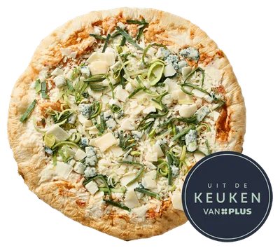Uit de keuken van PLUS Pizza Quattro Formaggi Tradizione Krimp 411 g