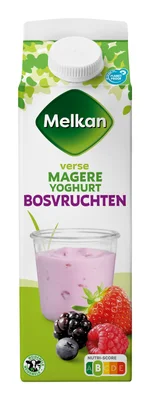 Melkan Magere vruchtenyoghurt bosvruchten Pak 1000 ml