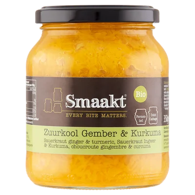 Smaakt Zuurkool &amp; gember/kurkuma bio Pot 350 ml