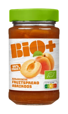 BIO+ Abrikozen fruitspread Pot 250 g