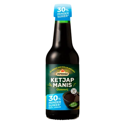Inproba Ketjap manis 30% minder suiker Fles 250 ml