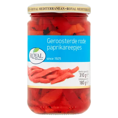 Royal Geroosterde rode paprika strips Pot 305 g