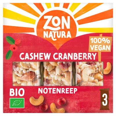 Zonnatura Notenreep cashew cranberry Doos 75 g