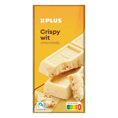 PLUS Chocoladereep wit ricecrisp Fairtrade Doos 200 g