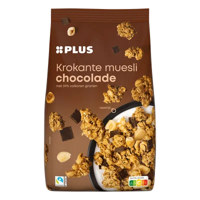 PLUS Krokante muesli chocolade Stazak 900 g