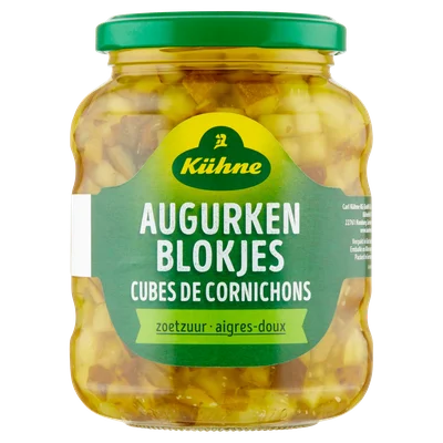 Kuhne Augurkenblokjes zoetzuur Pot 330 g