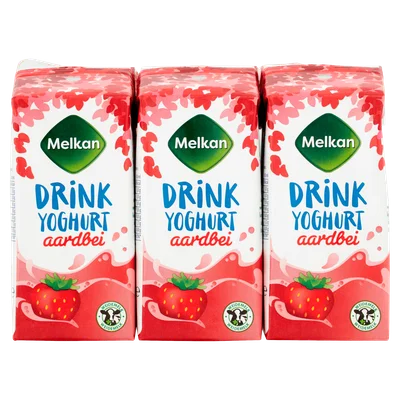 Melkan Drinkyoghurt aardbei mini 6-pack