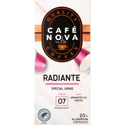 Café Nova Koffiecups espresso radiante sterkte 7