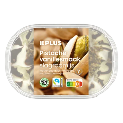 PLUS Pistache vanillesmaak slagroomijs