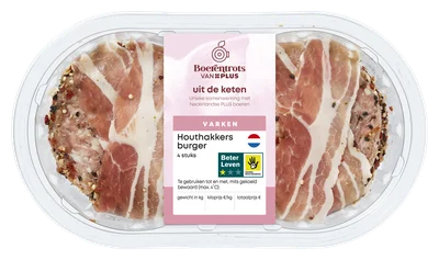 PLUS Boerentrots Houthakkers burger 4 stuks
