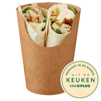 Uit de keuken van PLUS Wrap kip pesto