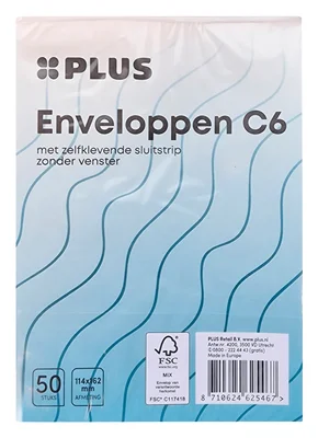 PLUS Enveloppen C6 114x162 mm
