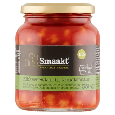 Smaakt Kikkererwten tomatensaus bio