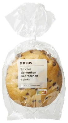PLUS Schotel eierkoeken met rozijnen