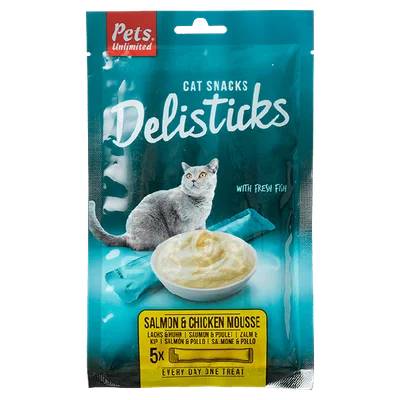 Pets Unlimited Delisticks zalm&kip 5x15gr