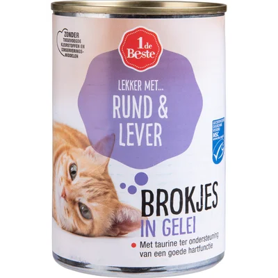 1 de Beste Kattenvoer rund-lever in gelei