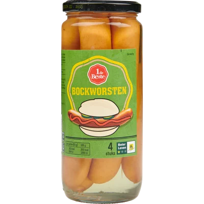 1 de Beste Bockworst in glas 4 stuks