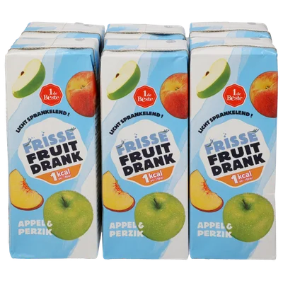 1 de Beste Frisse fruitdrank appel perzik 1 kcal 6 stuks
