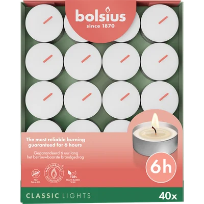 Bolsius Theelichten wit 6 uur