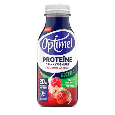 Optimel Drinkyoghurt protein framboos aardbei