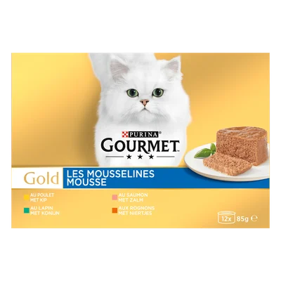 Gourmet Gold mousse kattenvoer nat vlees/vis Doos 12 st