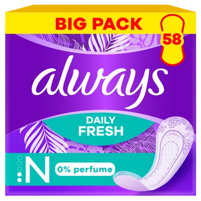 Always Inlegkruisjes fresh normal 0% perfume Doos 58 st