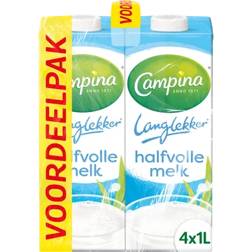 Campina Langlekker halfvolle melk voordeel 4 x 1 L