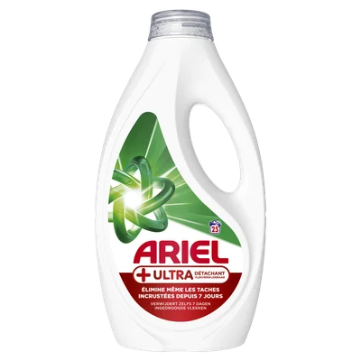 Ariel + Vloeib ultra vlekverw 25s Fles 1125 ml