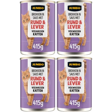 Jumbo Brokken in Saus met Rund & Lever 4 x 415 g
