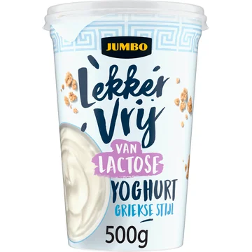 Jumbo Lekker Vrij van Lactose Yoghurt Griekse Stijl 500 g