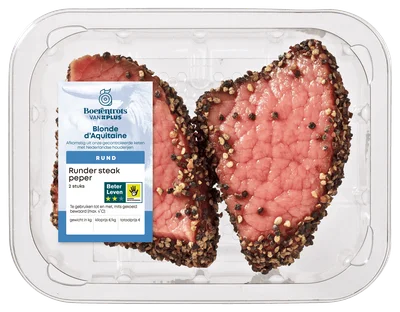 PLUS Boerentrots Rundersteak BLAQ Peper 2 stuks