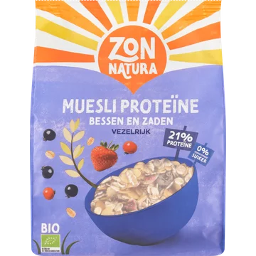 Zonnatura Bio Muesli Proteïne Bessen en Zaden 375 g