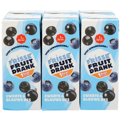 1 de Beste Frisse fruitdrank zwart en blauwe bes 1kcal 6 st.