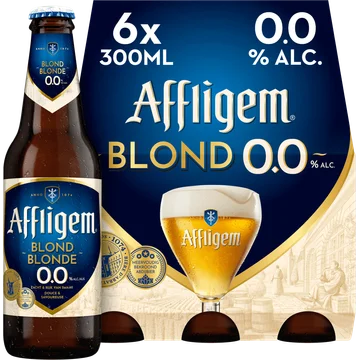 Affligem Blond 0.0 Bier Fles 6 x 300ml
