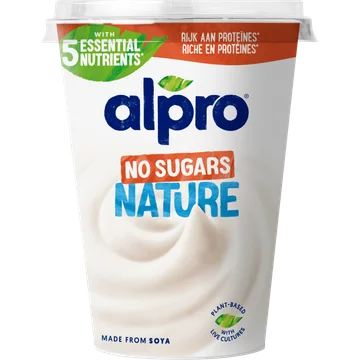 Alpro Plantaardige Variatie Op Yoghurt Naturel Zonder Suiker 500g