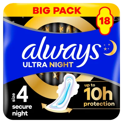 Always Ultra maandverband secure night Zak 18 st