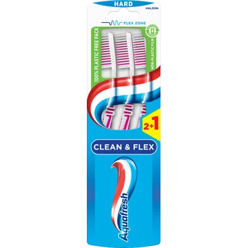 Aquafresh Clean & Flex Hard dagelijkse Tandenborstel 2+1 gratis, in 100% plasticvrije verpakking