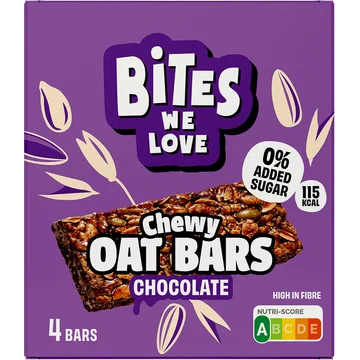 BitesWeLove Bwl Chewy Oat Bar Chocolate 4 stuks
