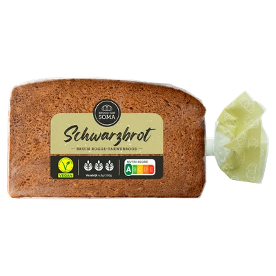 Brood van Soma Schwarzbrot roggebrood