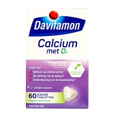 Davitamon Vitamine Calcium + D Mint Doos 60 st