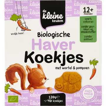 De Kleine Keuken Biologische Haverkoekjes met Wortel & Pompoen 12+ Maanden 120 g