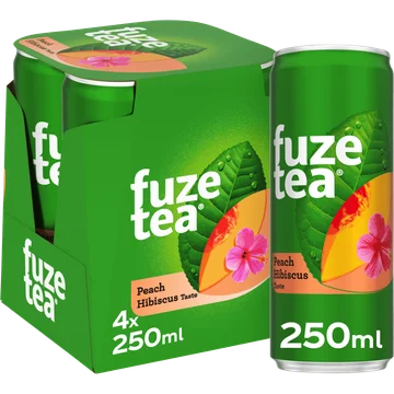 Fuze Tea Infused Iced Tea Black Tea Peach Hibiscus 4 x 250 ml