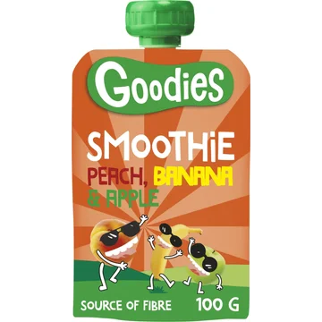 Goodies Knijpfruit Smoothie Perzik, Banaan & Appel 100 g