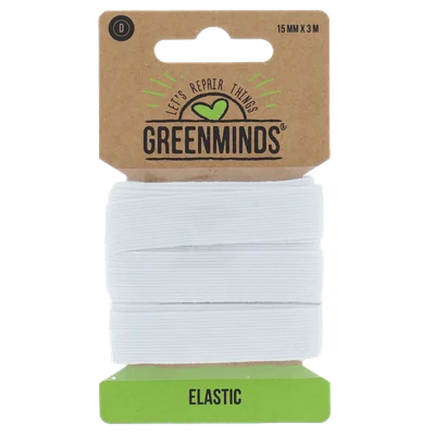 Greenminds Elastiek Wit 15mm 3m Kaart 25 g