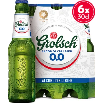 Grolsch Alcoholvrij Bier 0.0 Fles 6 x 300ml