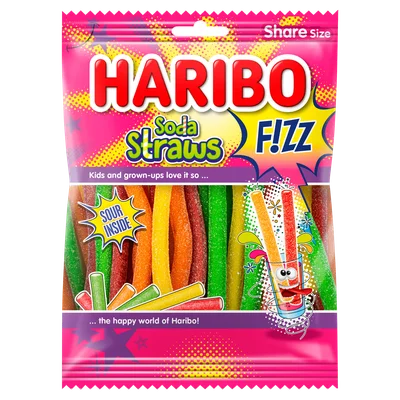 Haribo Soda straws fizz Zak 180 g