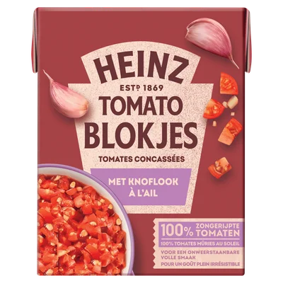 Heinz Tomatenblokjes met knoflook Pak 390 g