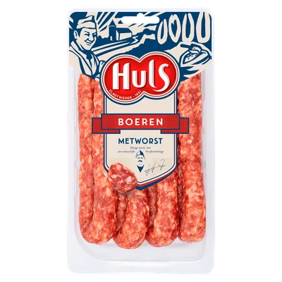 Huls Boerenmetworst 4 stuks Tray 380 g