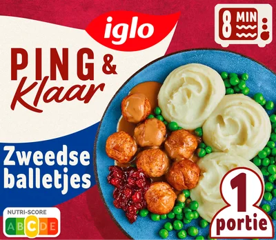 Iglo Ping &amp; Klaar Zweedse balletjes &amp; puree Doos 400 g
